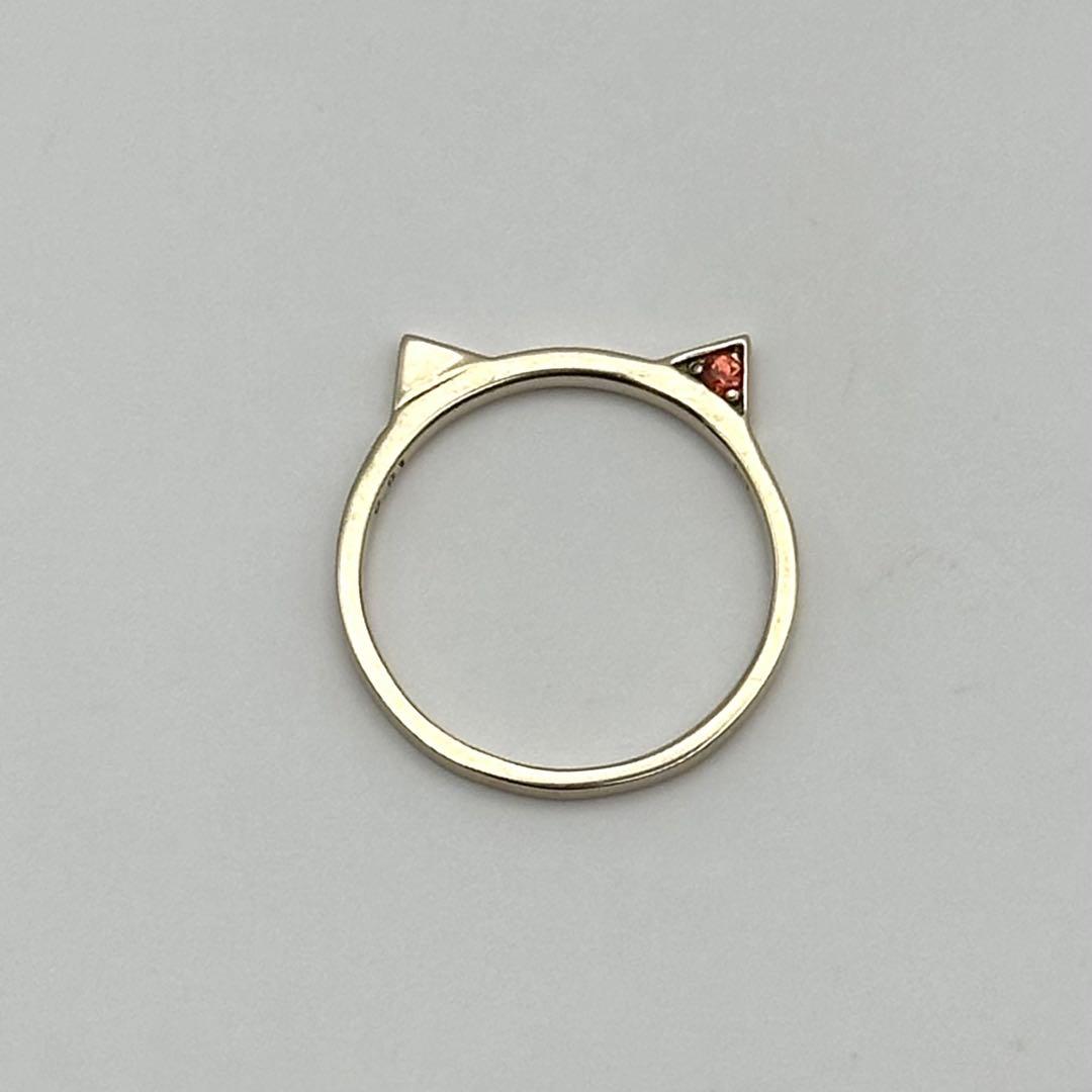 【良品】K10 ピンキーリング 猫耳 ダイヤモンド0.01ct キャット 指輪