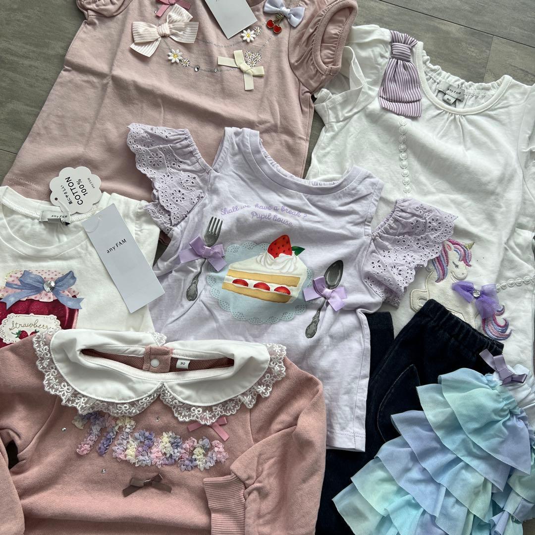 新品含 anyfam 女の子 半袖 長袖 まとめ売り ピンク 90cm