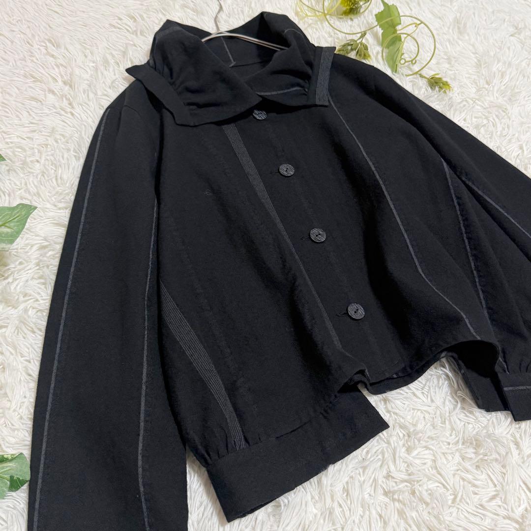 美品　慈雨　ジャケット　ライトアウター　ウール　センソユニコ　立体裁断　ブラック
