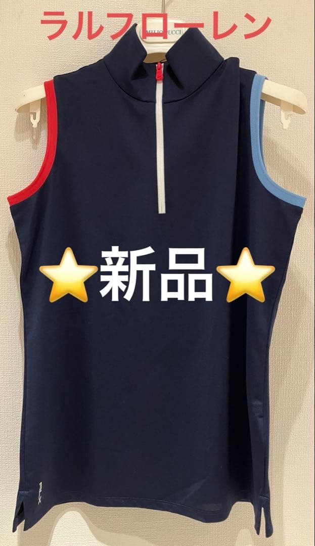 ⭐️新品⭐️ラルフローレン　ネイビー ノースリーブシャツ　レディースL
