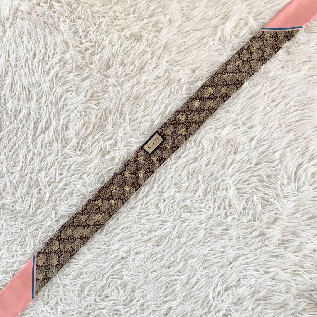 GUCCI　グッチ　ネックボウ　beeロゴ　GG柄　蜂　リボンスカーフ　ビー
