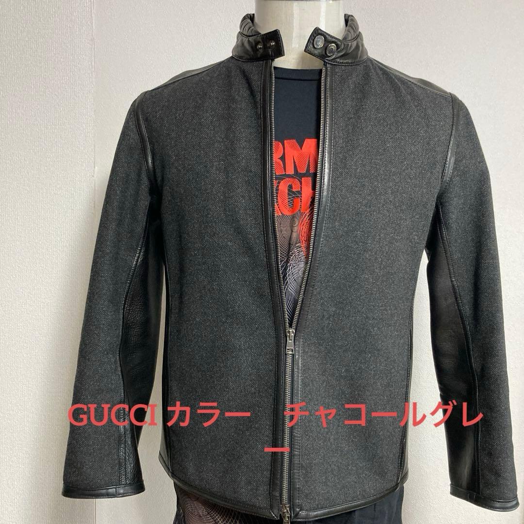 ☆GUCCI☆グッチ　レザージャケット　表記46（M相当）　真贋鑑定済み正規品