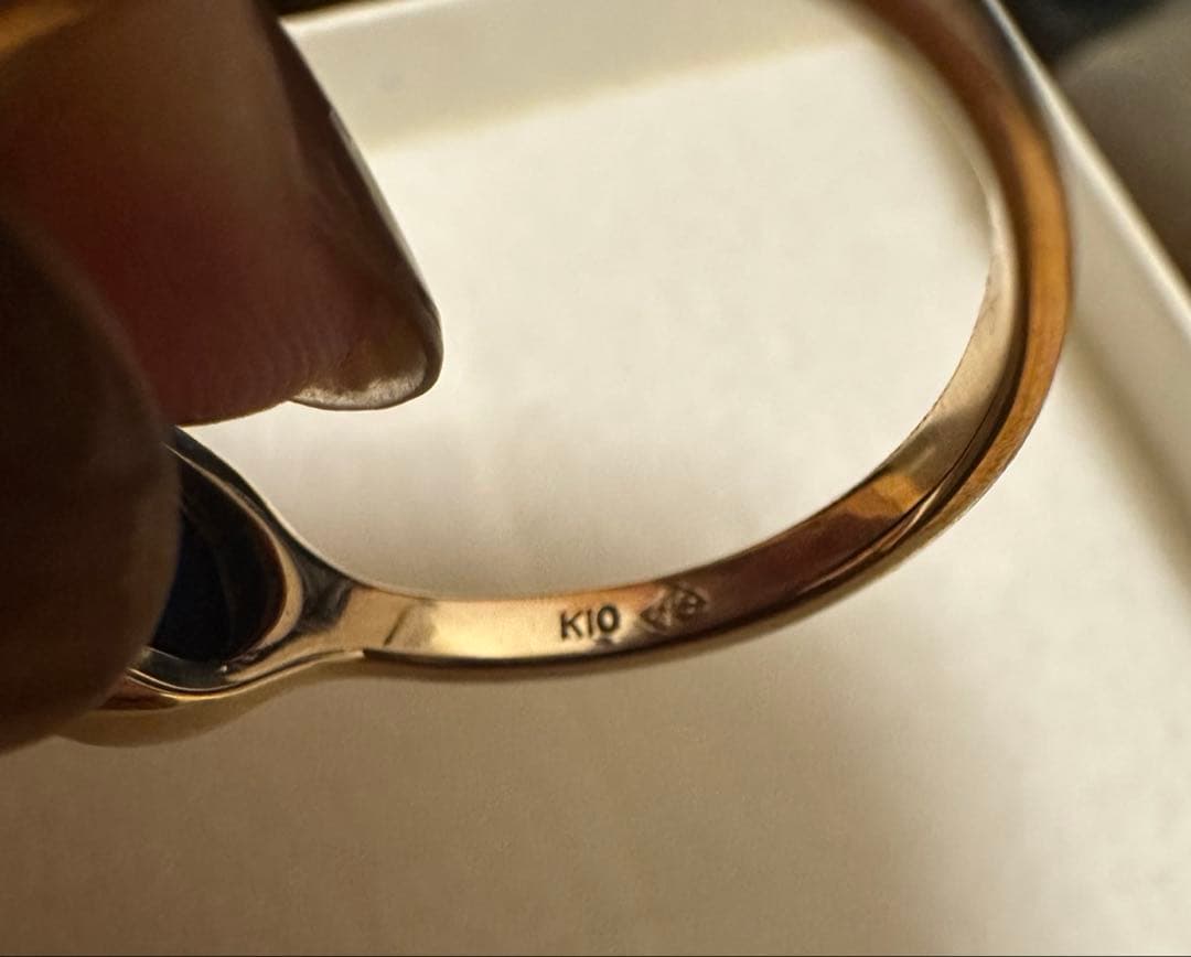 ラピスラズリ　k10イエローゴールドリング【美品】