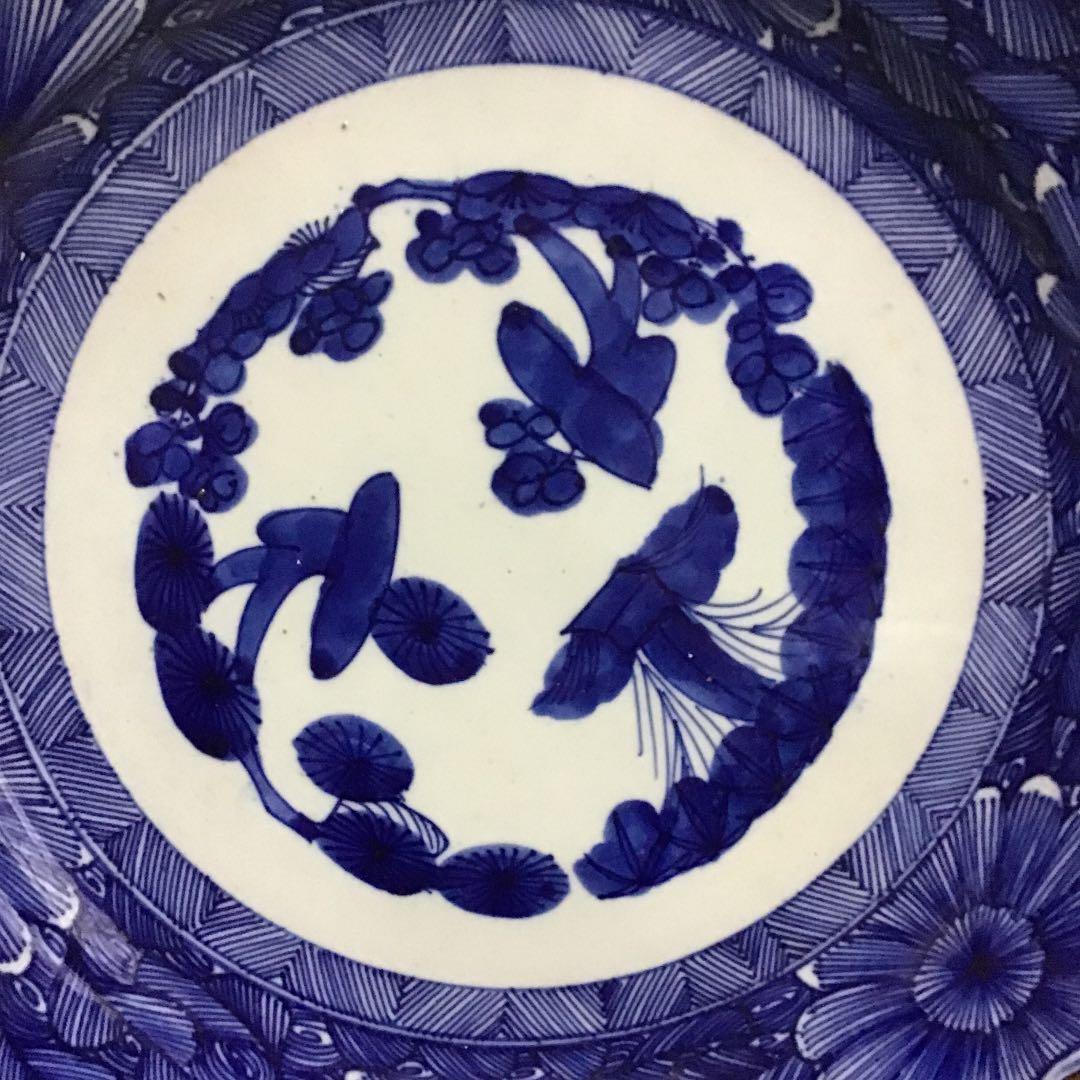 古伊万里染付花の図大皿