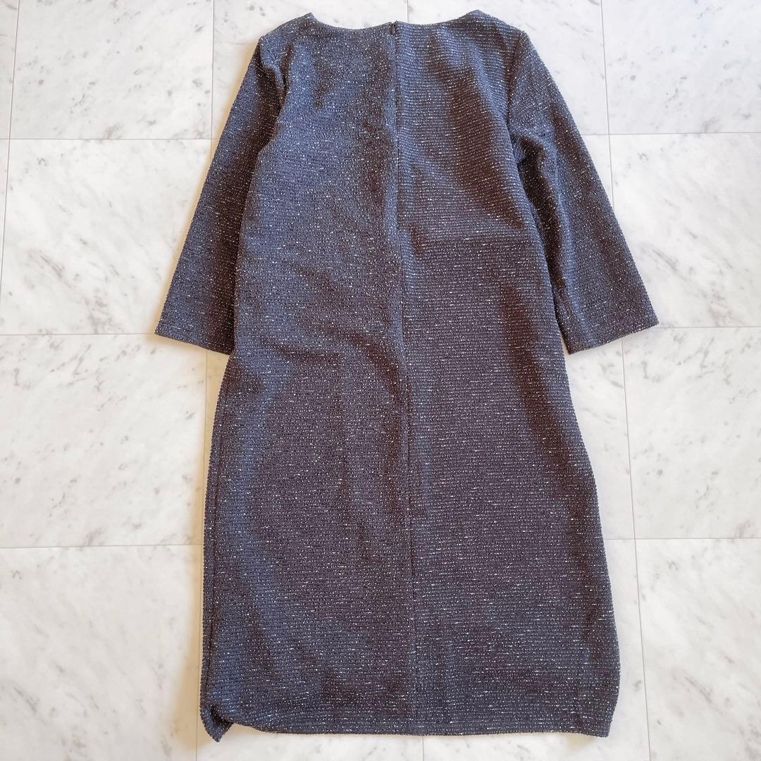 美品★アンタイトル【大きいサイズ✨4】ツイードライク ジャージ サックワンピース