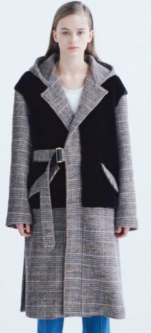 【美品】クルニ CULLNI グレンチェック フードコート定価92400円