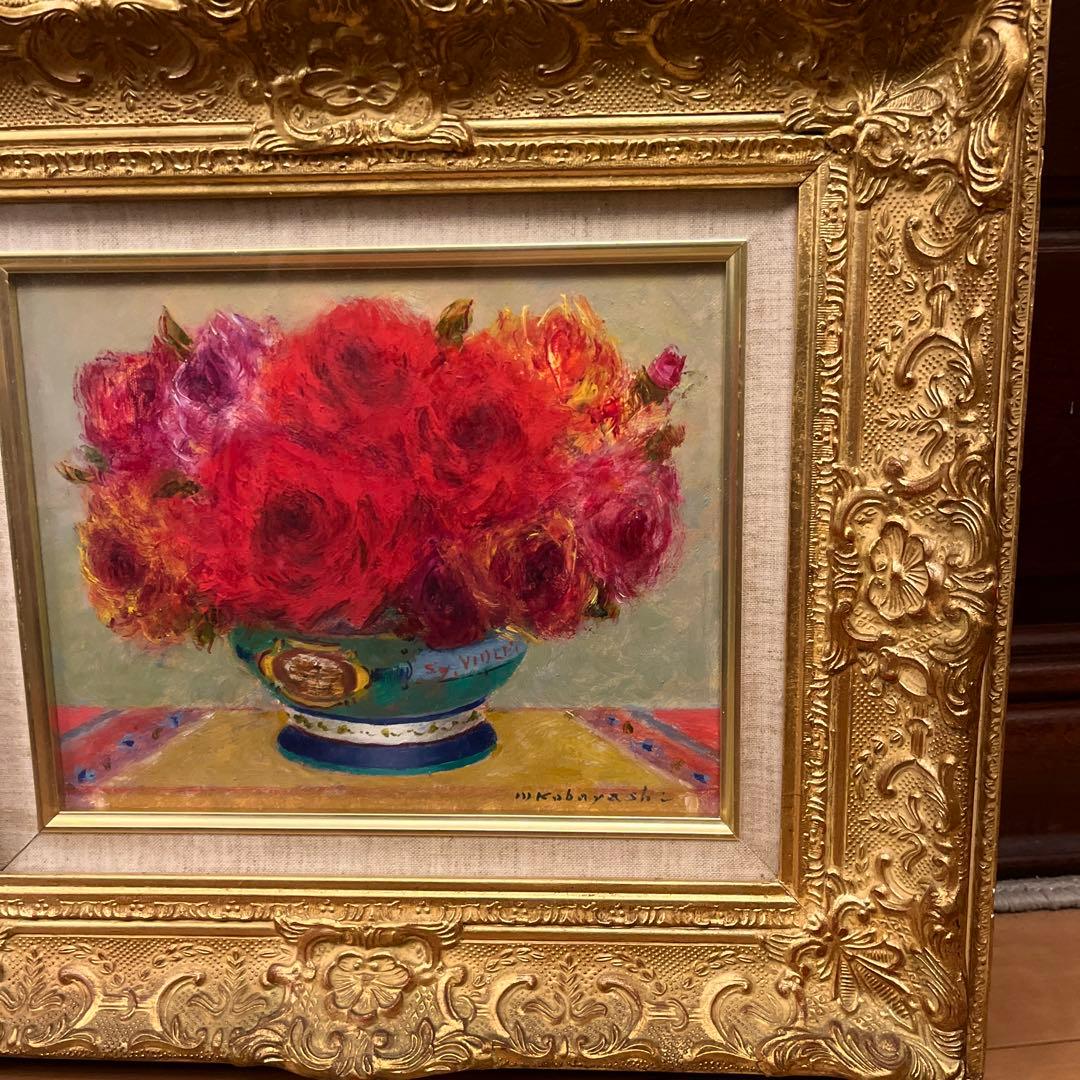 【そら】油絵画《ばら》