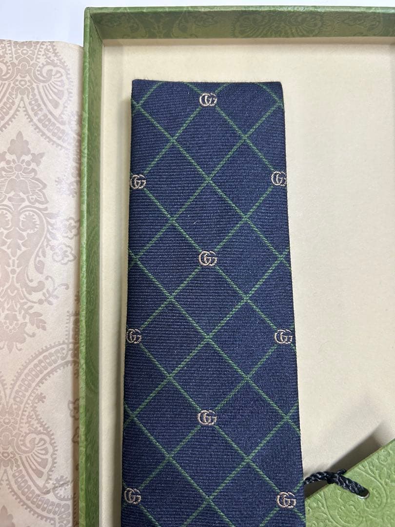 【完全未開封新品】GUCCI ネイビー ダイヤモンドパターン ネクタイ