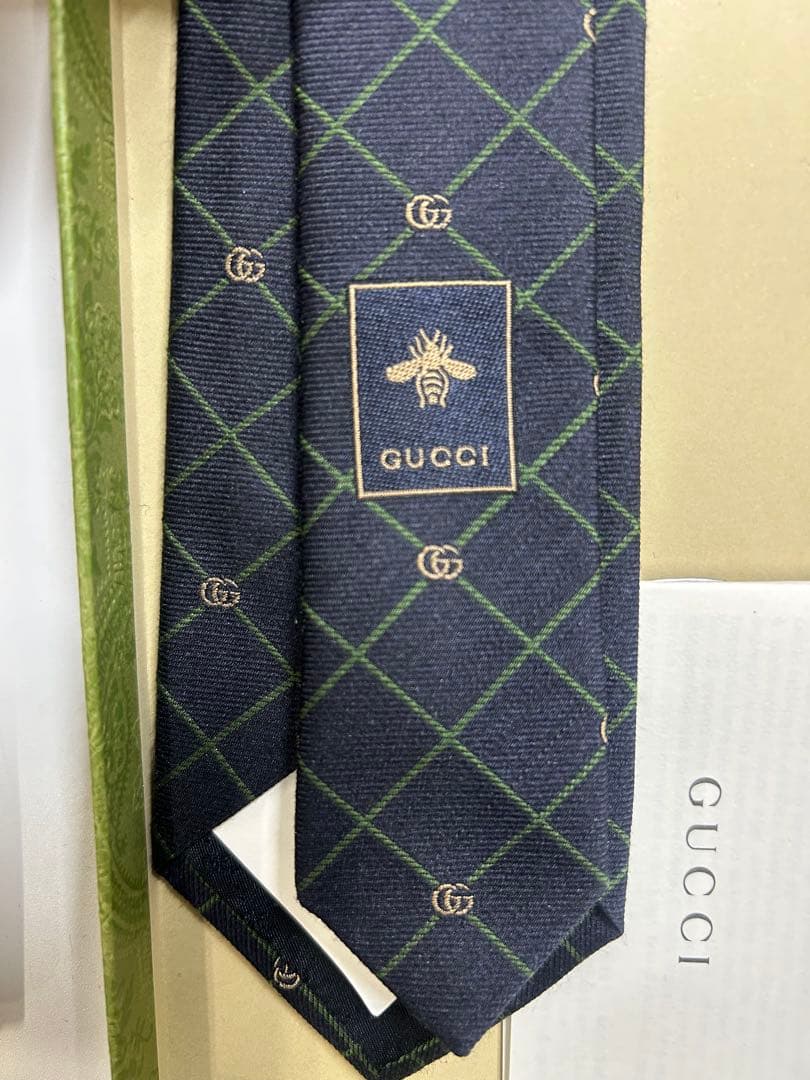 【完全未開封新品】GUCCI ネイビー ダイヤモンドパターン ネクタイ