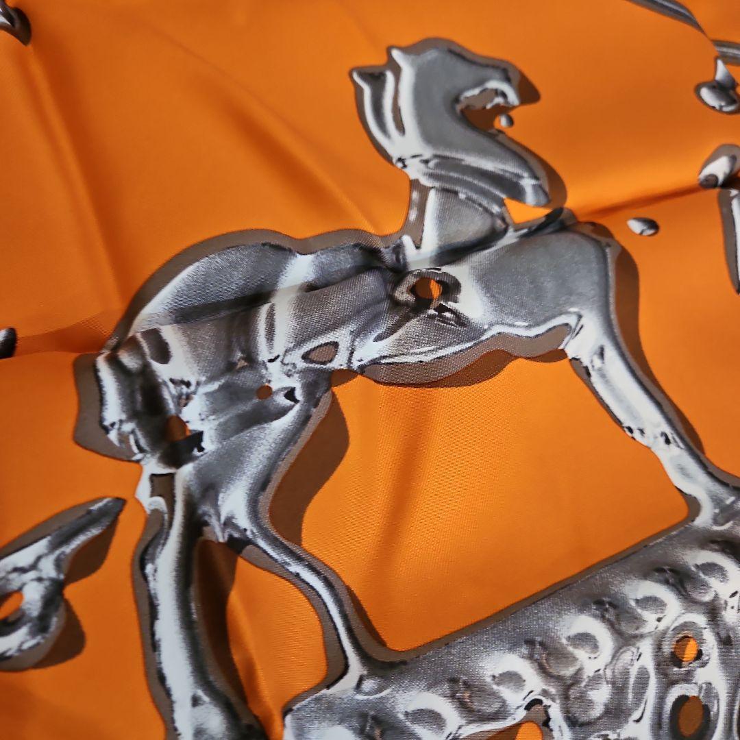 HERMES オレンジ　未使用品　シルク　スカーフ　カレ90