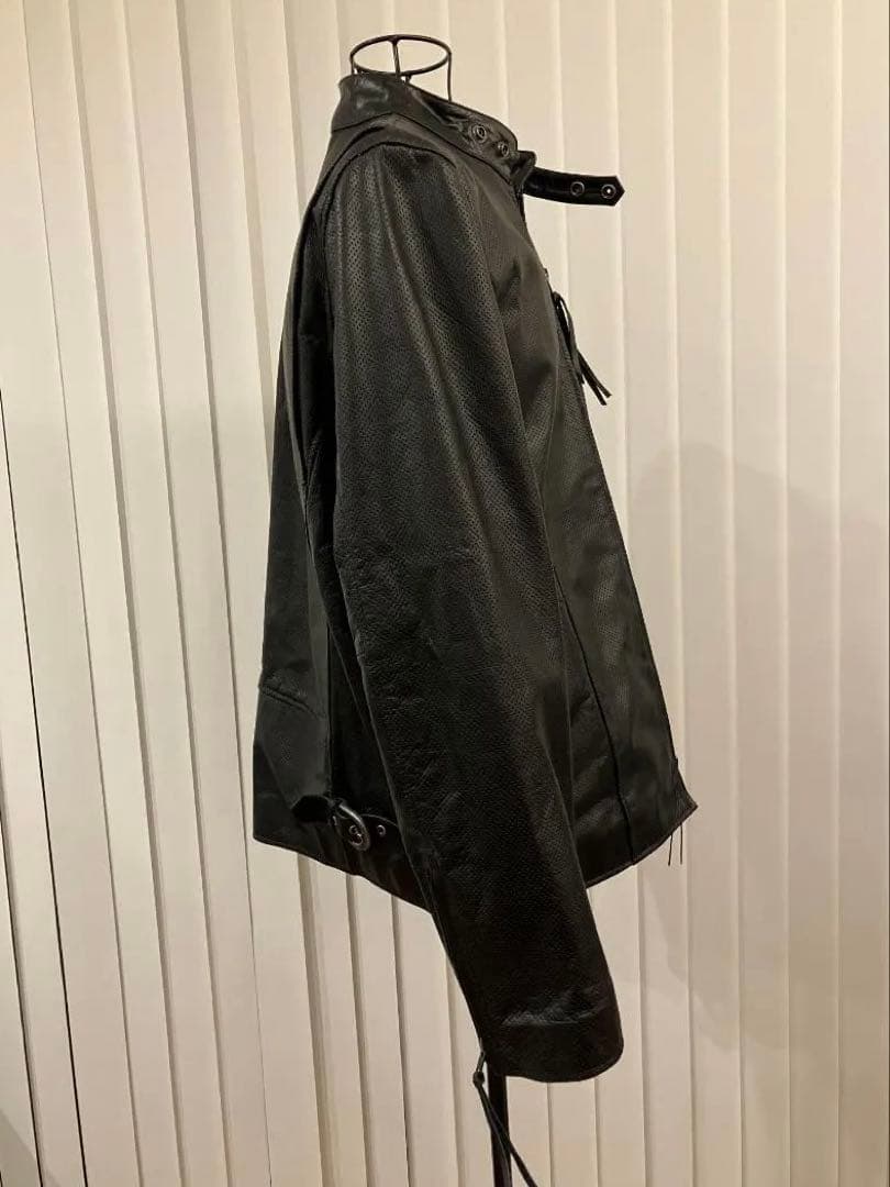 Liugoo Leathers メッシュレザ－シングルライダースジャケット