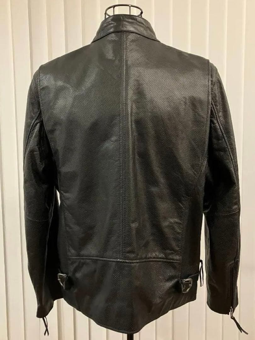 Liugoo Leathers メッシュレザ－シングルライダースジャケット