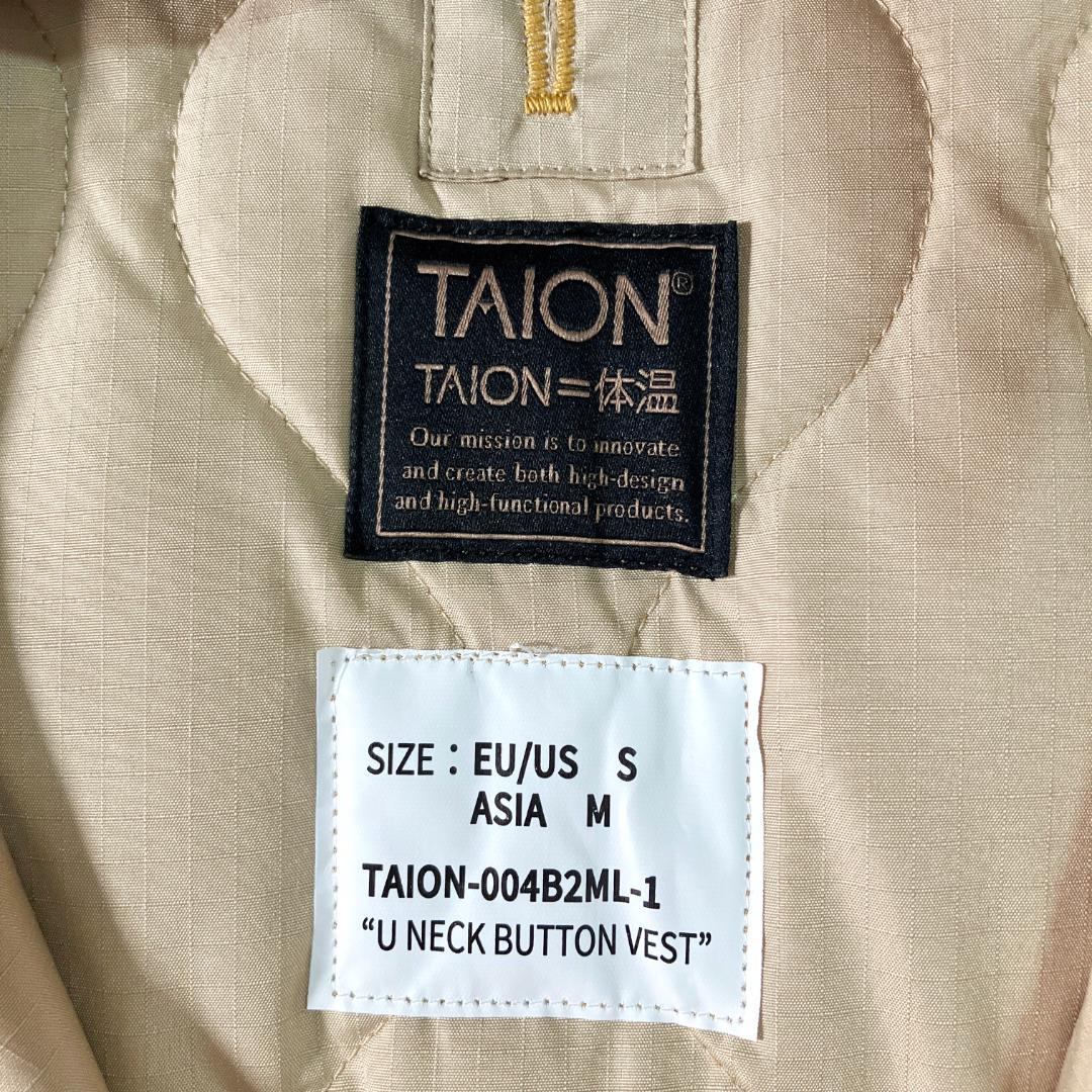 TAION　ダウンベスト　マスタードイエロー　Uネック　インナーダウン