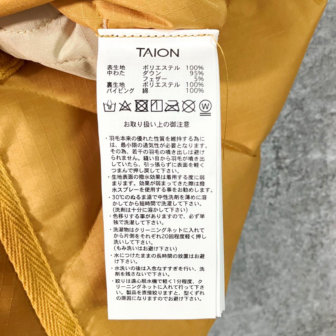 TAION　ダウンベスト　マスタードイエロー　Uネック　インナーダウン
