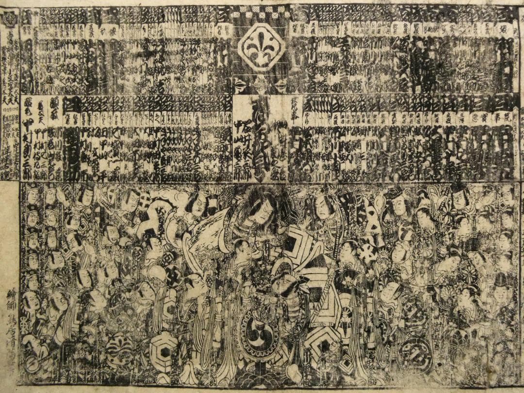浮世絵 絵番付 鳥居清満 文政三年辰霜月 大芝居番付 江戸歌舞伎古版木版摺