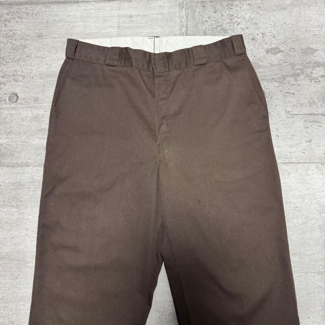 80s USA製 Dickies874 ブラウン チビタグ チノパン W38 茶