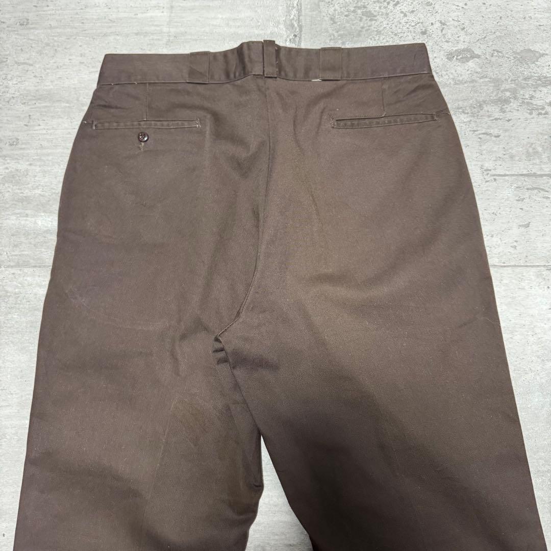 80s USA製 Dickies874 ブラウン チビタグ チノパン W38 茶