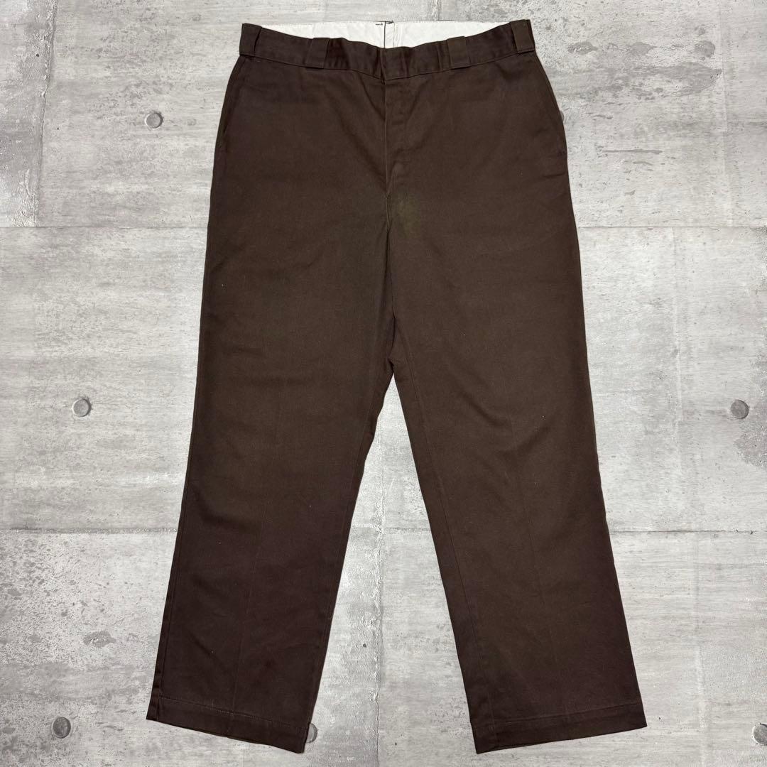 80s USA製 Dickies874 ブラウン チビタグ チノパン W38 茶