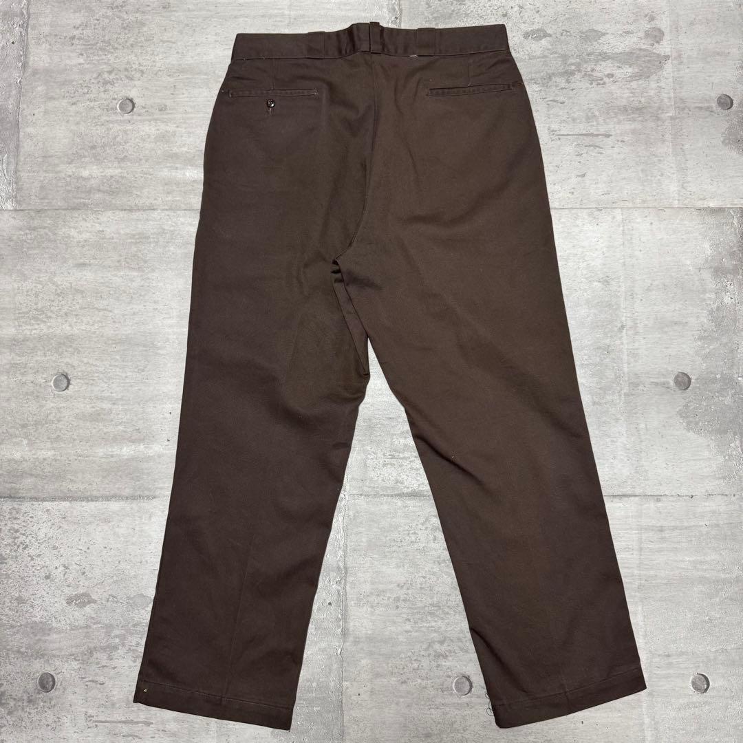 80s USA製 Dickies874 ブラウン チビタグ チノパン W38 茶