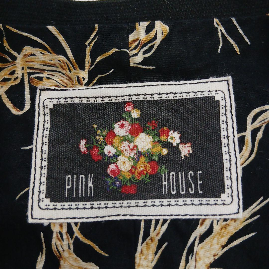 春一番PINK HOUSE ブラック花柄刺繍ベスト総柄　未使用に近い