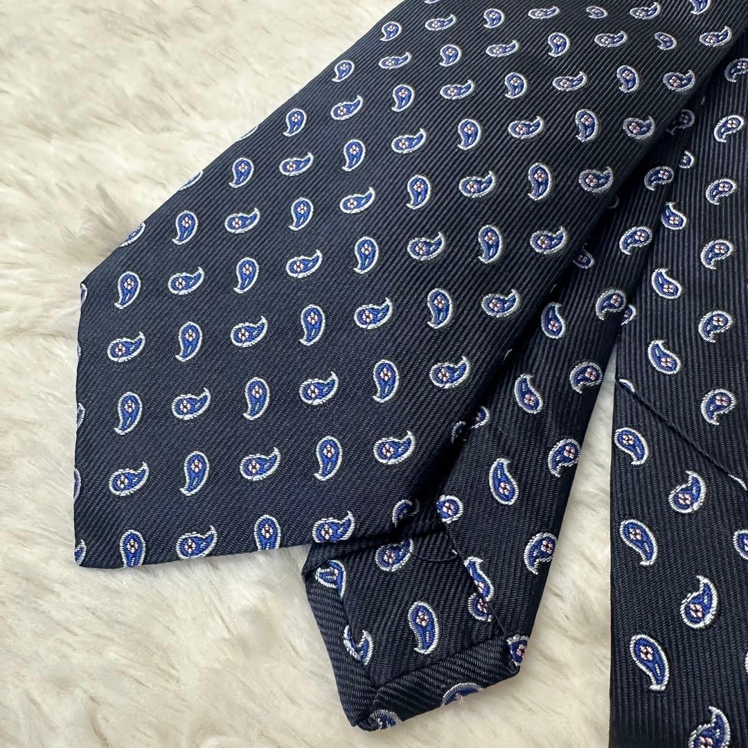 新品未使用品 ETRO ペイズリー柄 ネクタイ ネイビー