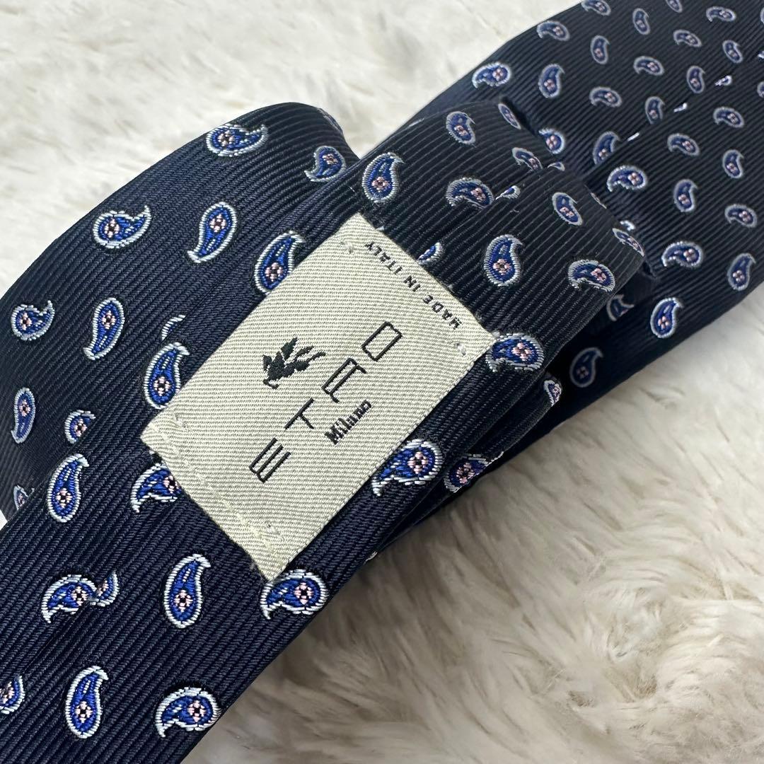 新品未使用品 ETRO ペイズリー柄 ネクタイ ネイビー