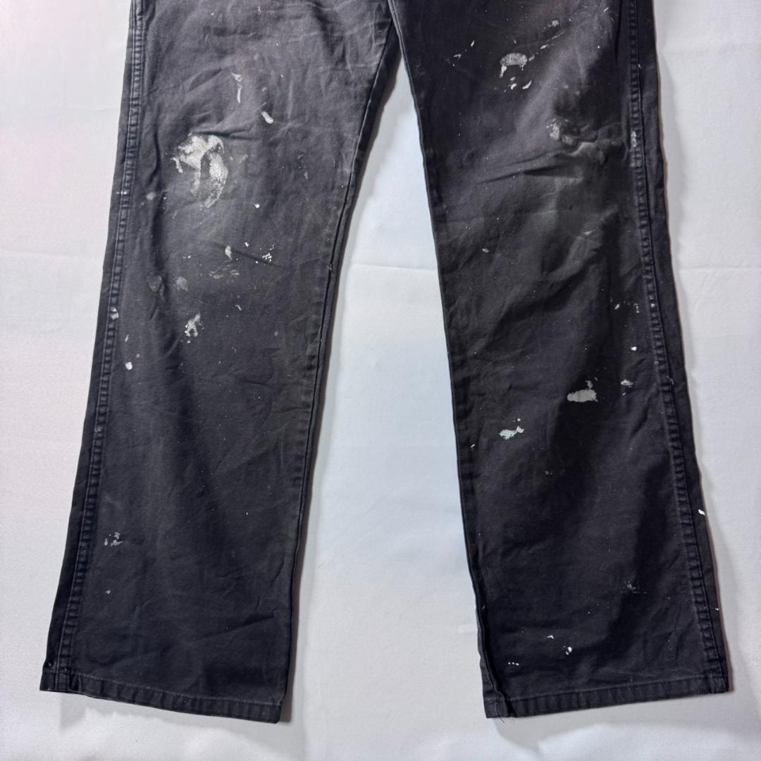 00s 古着 Dickies ダックペインターパンツ ブラック ペンキ w36