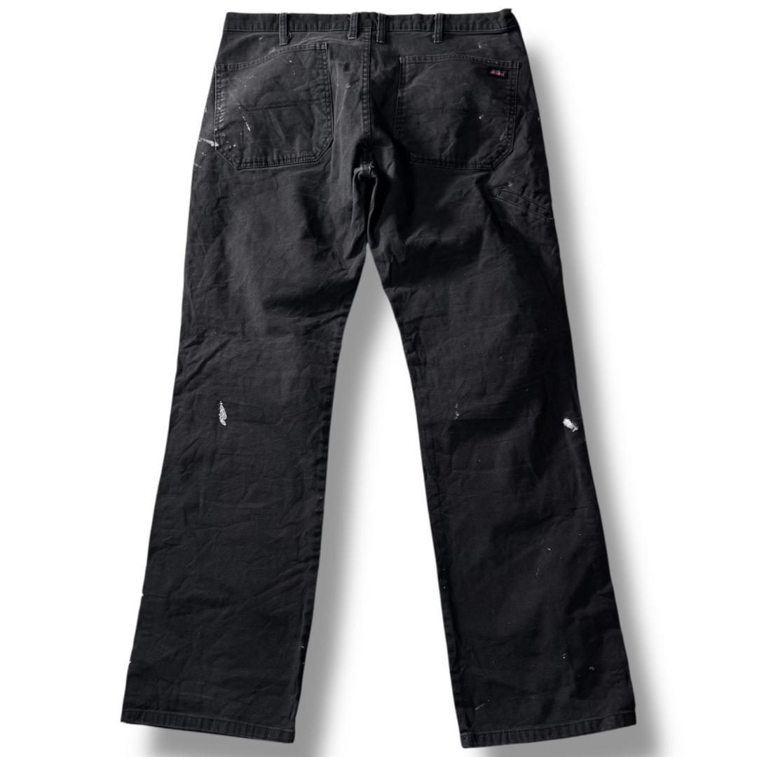 00s 古着 Dickies ダックペインターパンツ ブラック ペンキ w36