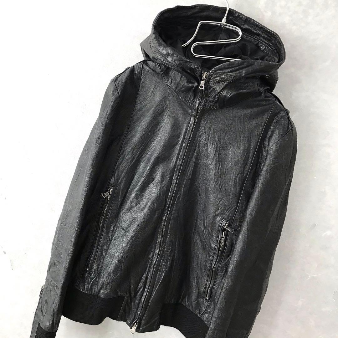 00s Tass standard レザージャケットパーカー ｙ２ｋ 黒 Ｌ