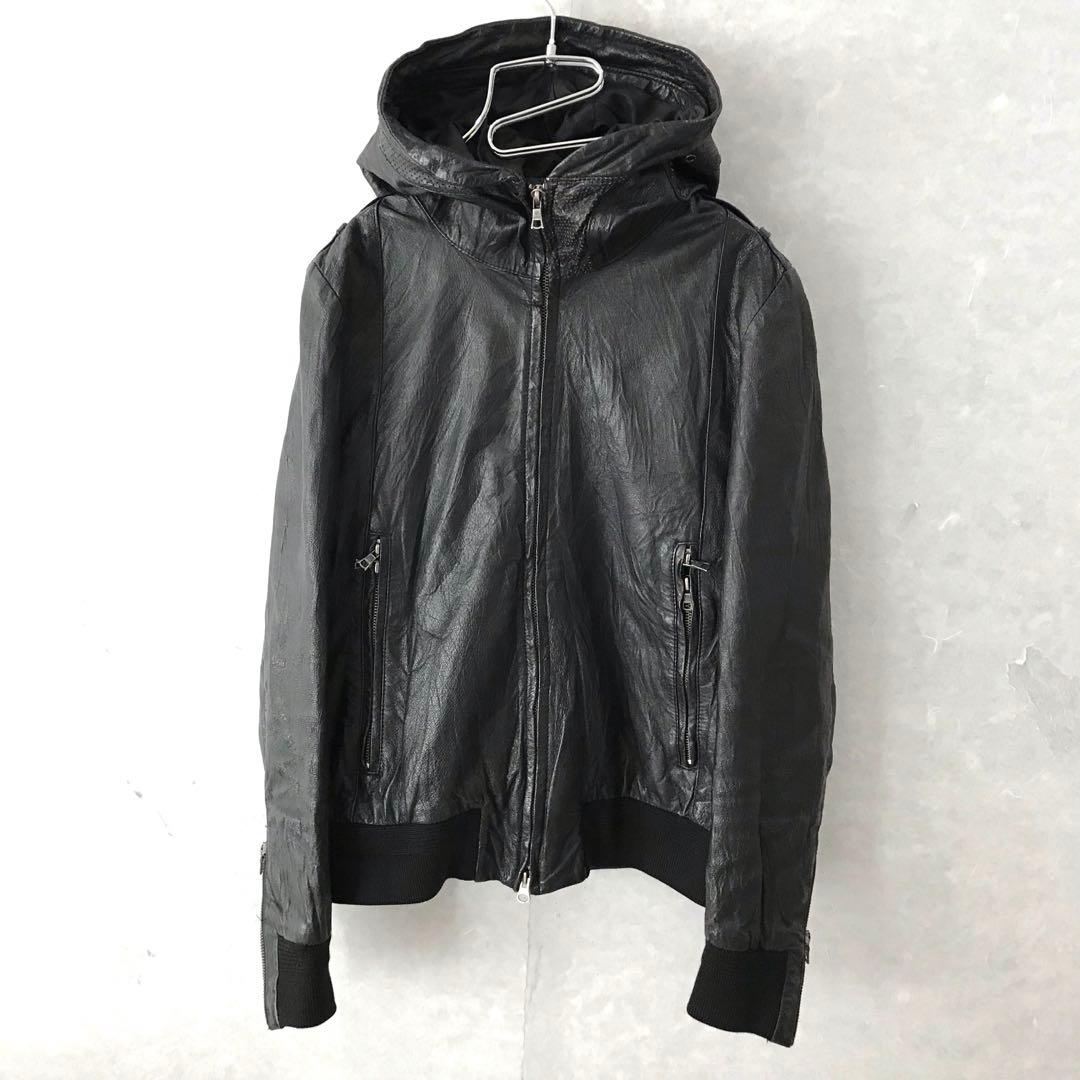 00s Tass standard レザージャケットパーカー ｙ２ｋ 黒 Ｌ