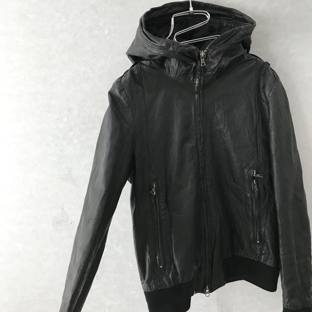 00s Tass standard レザージャケットパーカー ｙ２ｋ 黒 Ｌ