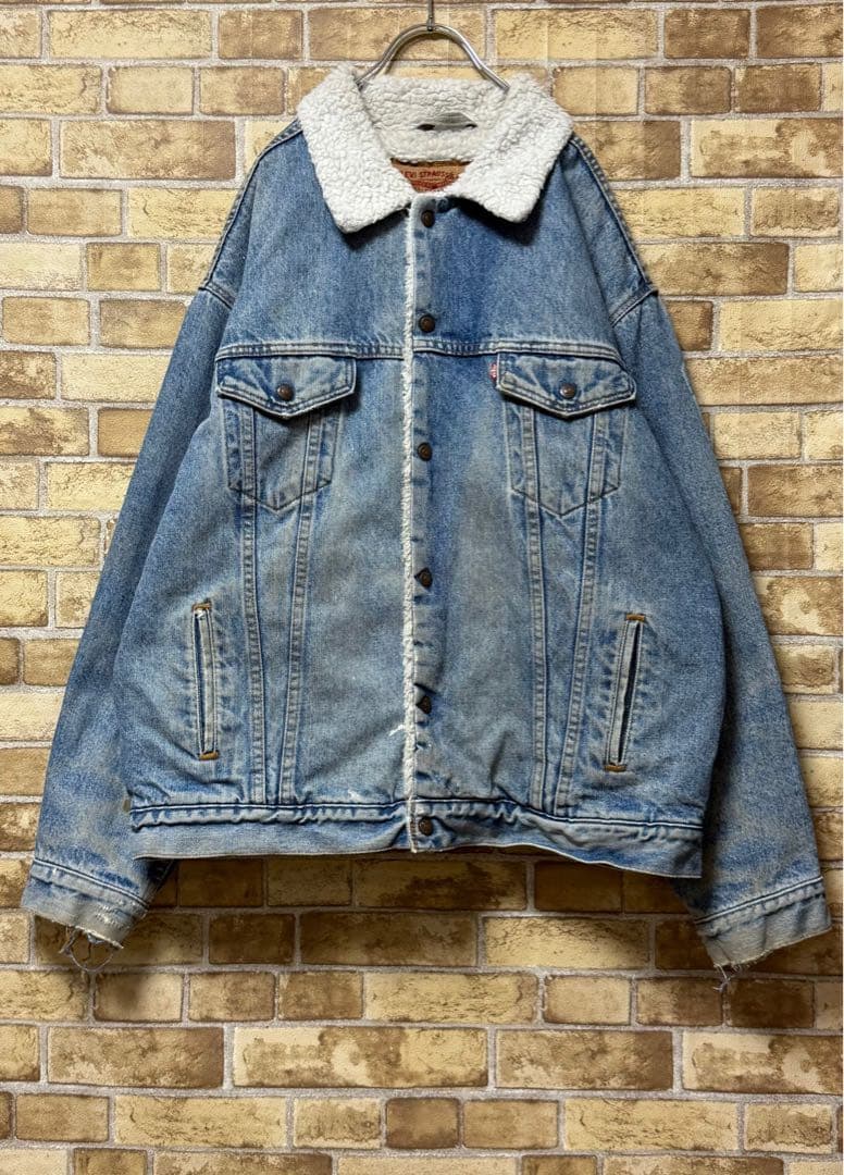 リーバイス　USA製　裏ボアデニムジャケット　Gジャン　ビッグシルエット　XL.