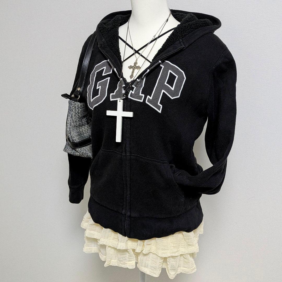 GAP パーカー y2k 平成ギャル y2k ビッグロゴ　ブラック　グランジ