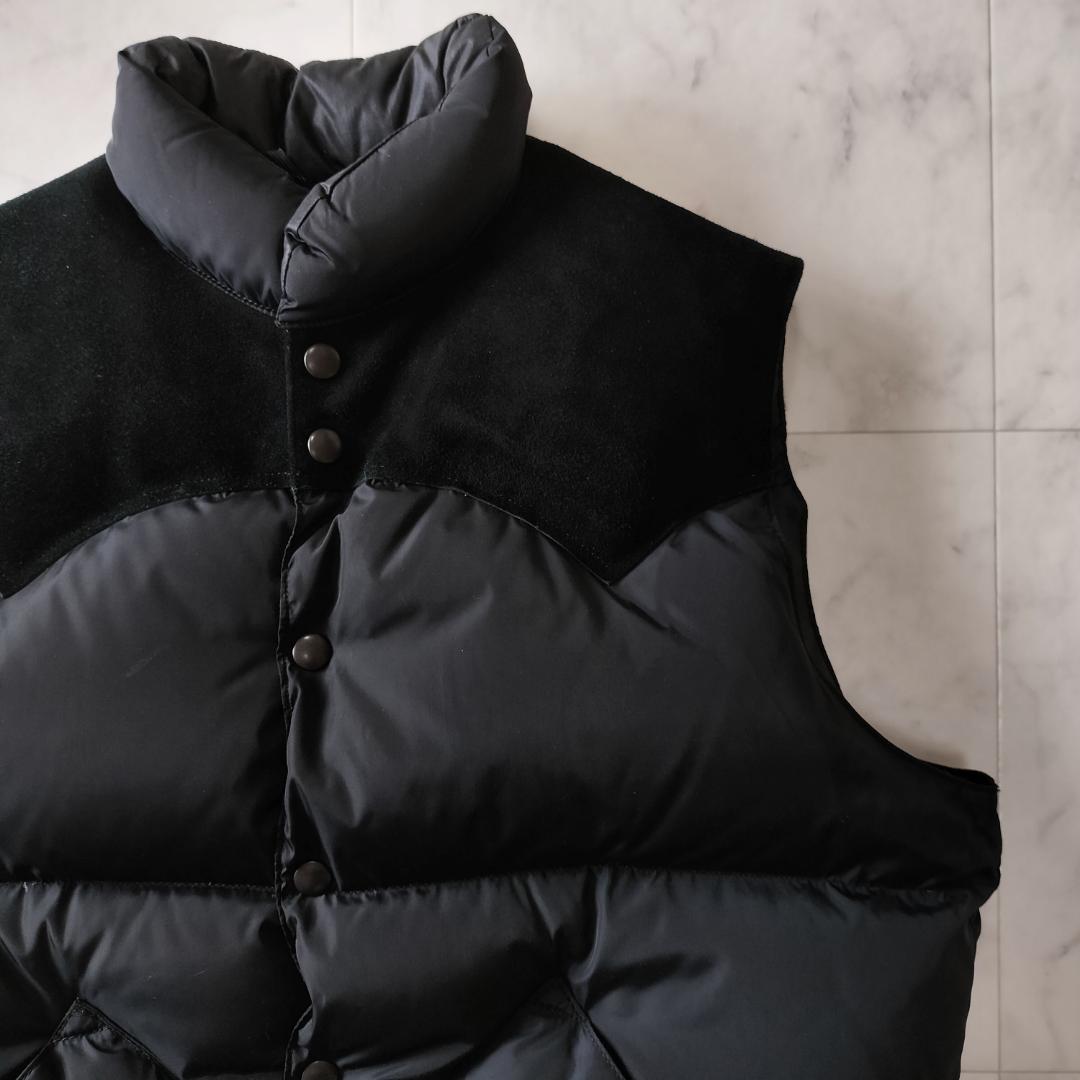 ロッキーマウンテンフェザーベッド ダウンベスト 42 XL スエードレザーヨーク