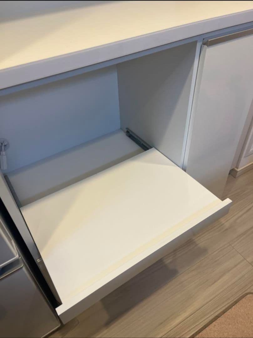 【東京都】食器棚 大川家具 レンジ台 キッチンボード 幅88.8cm