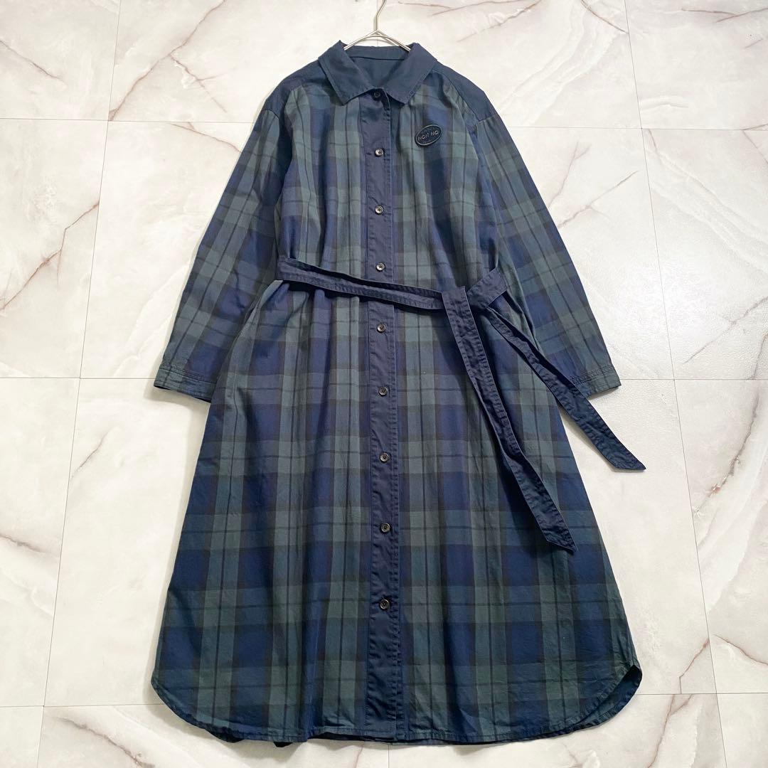A18607 美品 NON NO ノンノ シャツワンピース ブラックウォッチ