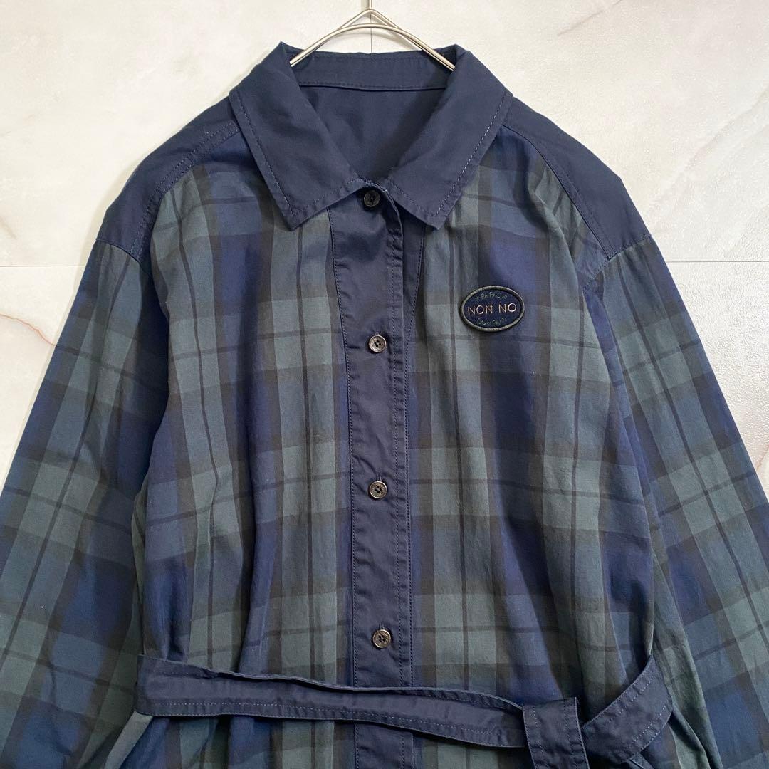 A18607 美品 NON NO ノンノ シャツワンピース ブラックウォッチ