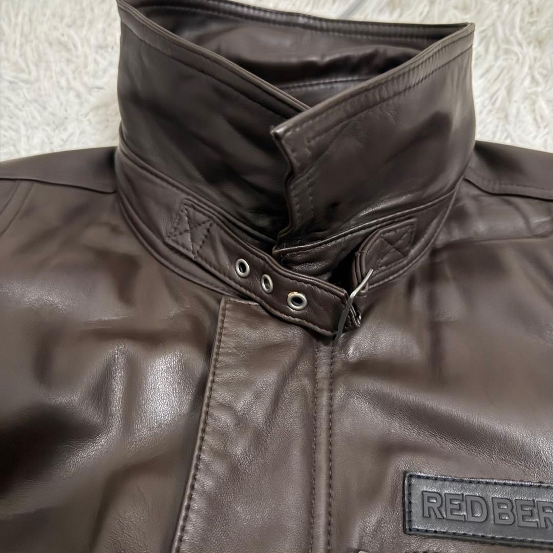 圧巻5L✨RED BERETS ボンバージャケット リアルレザー 羊革 裏地迷彩