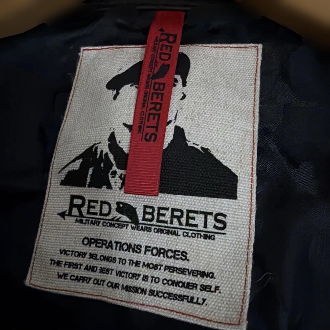 圧巻5L✨RED BERETS ボンバージャケット リアルレザー 羊革 裏地迷彩
