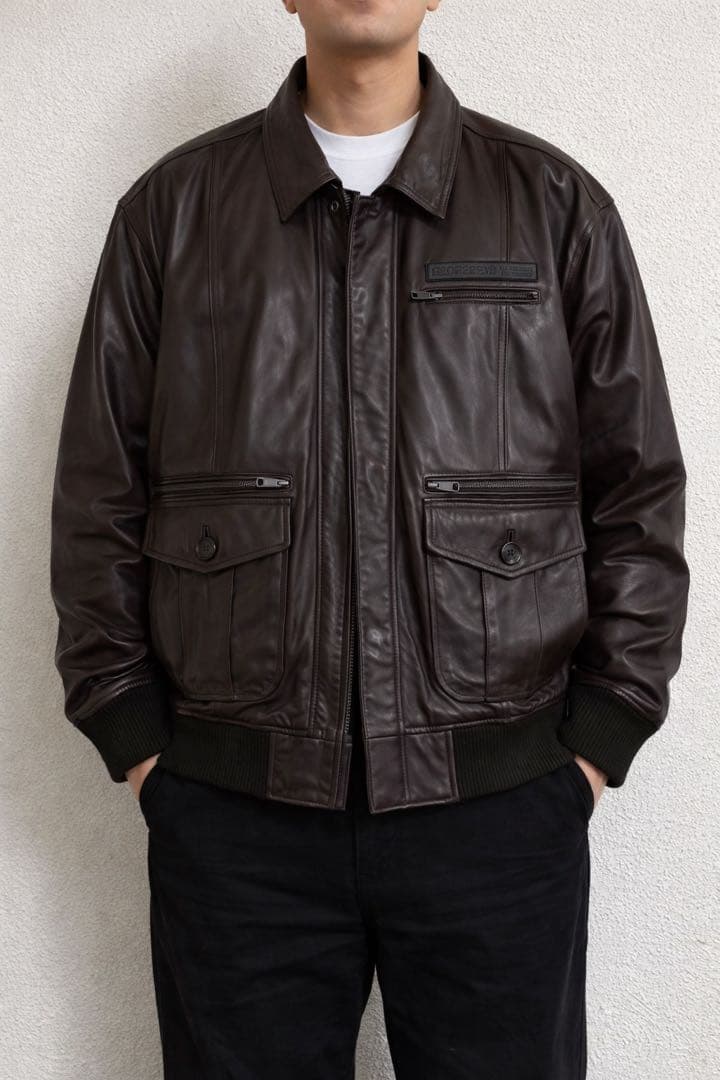 圧巻5L✨RED BERETS ボンバージャケット リアルレザー 羊革 裏地迷彩