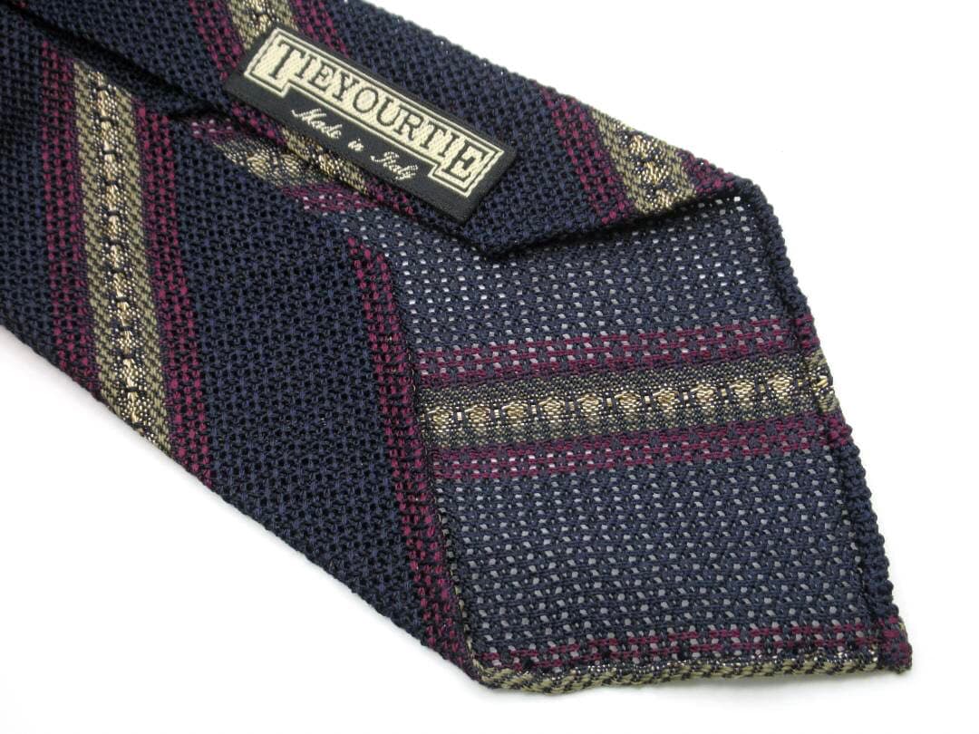 TIEYOURTIE タイユアタイ セッテピエゲ ニット調ストライプ ネイビー系