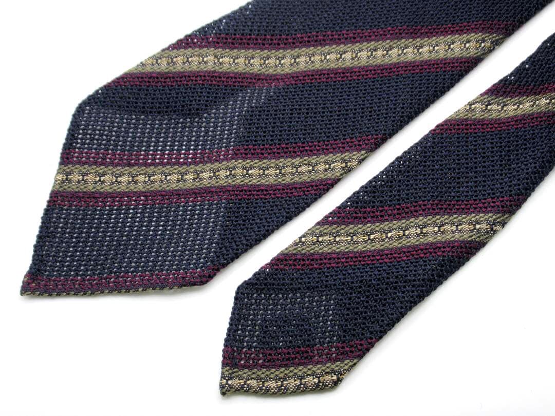 TIEYOURTIE タイユアタイ セッテピエゲ ニット調ストライプ ネイビー系