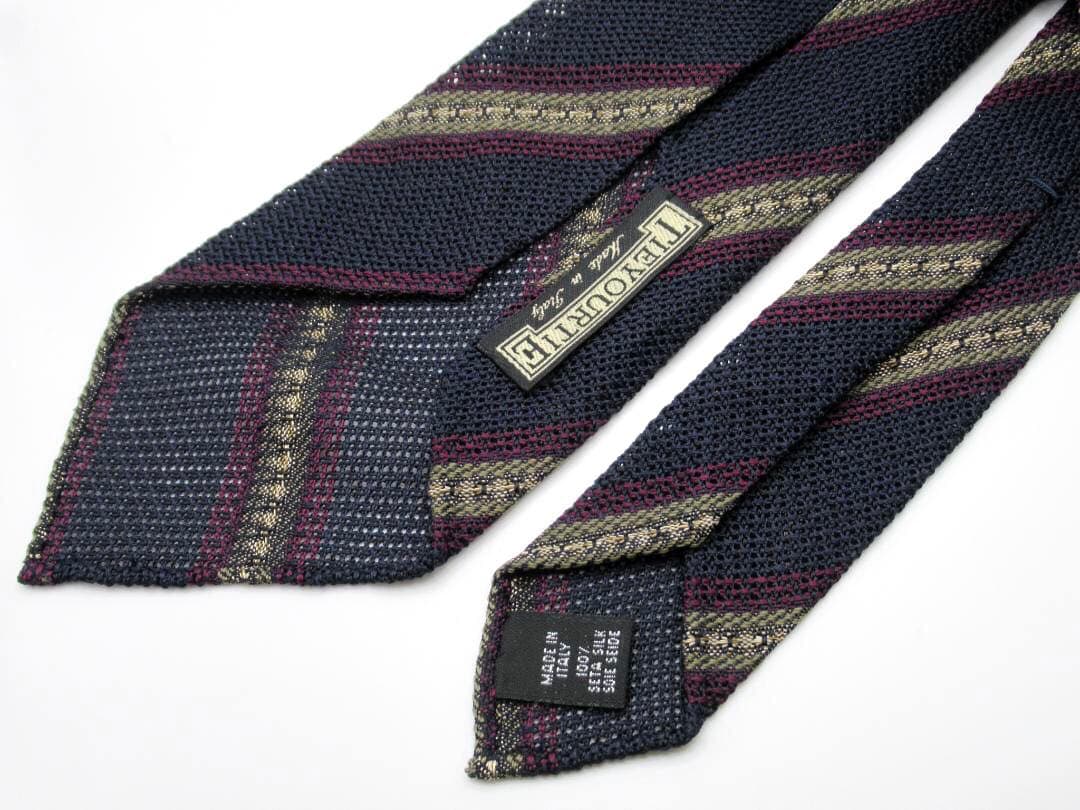 TIEYOURTIE タイユアタイ セッテピエゲ ニット調ストライプ ネイビー系