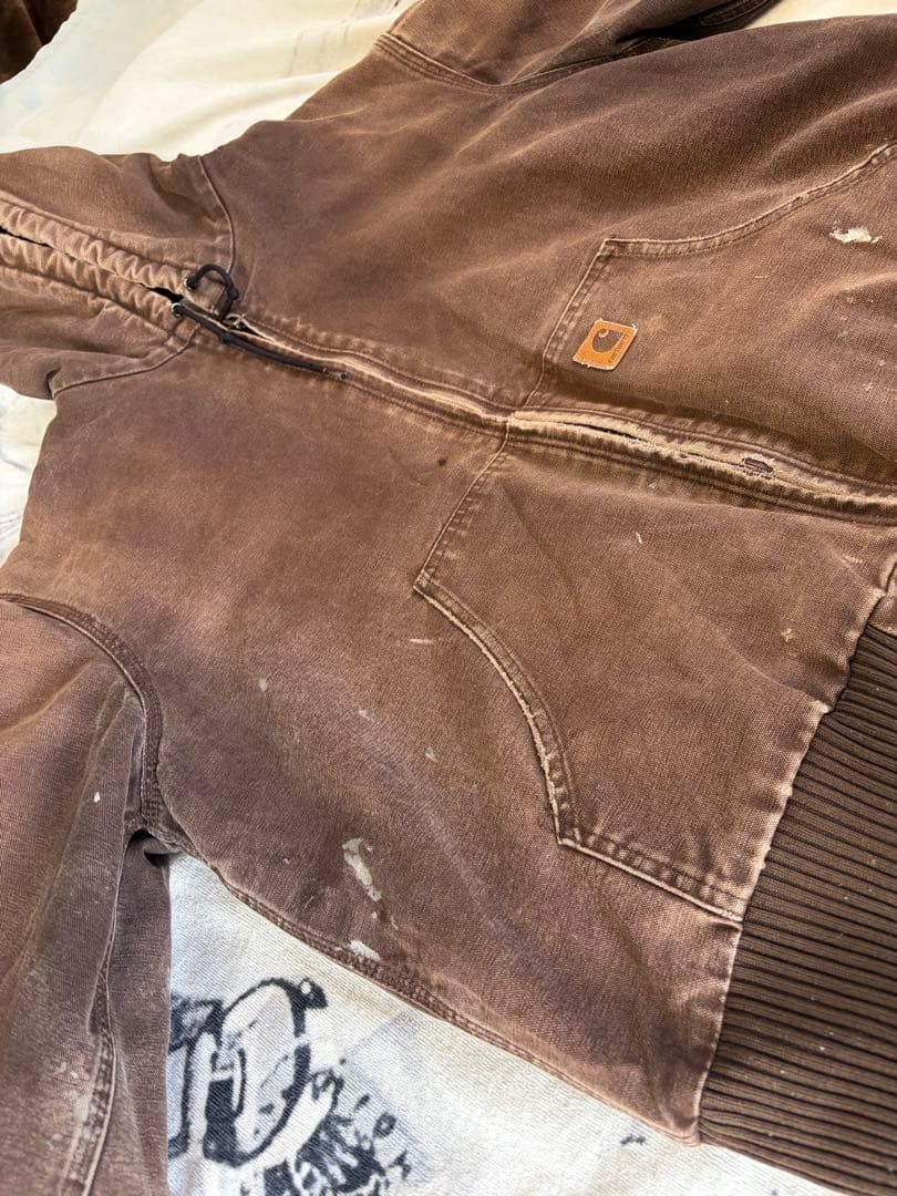 Carhartt アクティブジャケット数原龍友着用 ダメージ フェード ブラウン