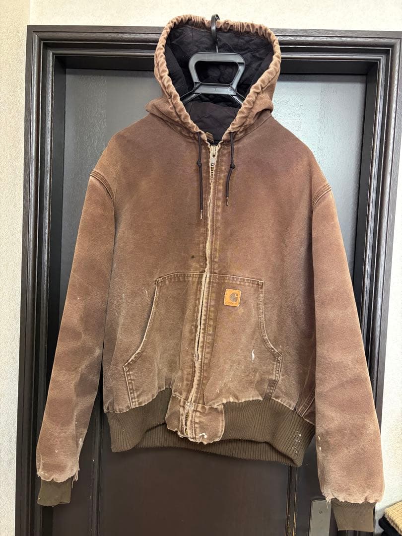 Carhartt アクティブジャケット数原龍友着用 ダメージ フェード ブラウン