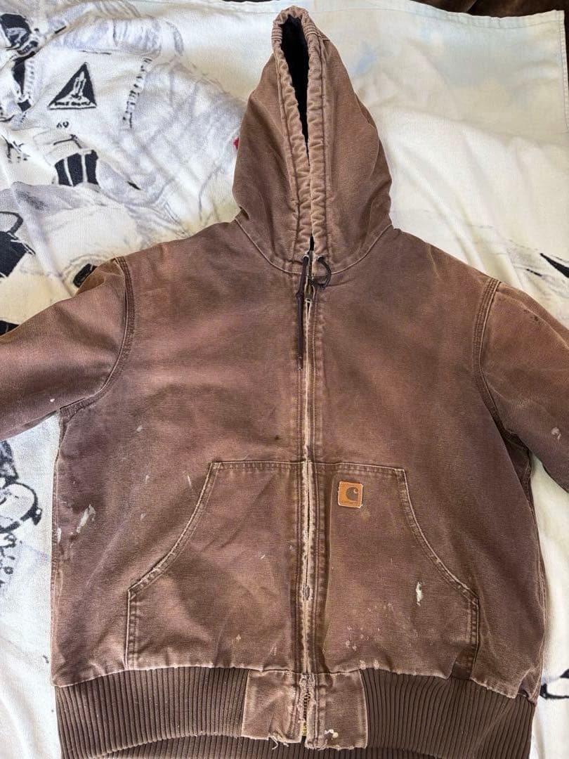 Carhartt アクティブジャケット数原龍友着用 ダメージ フェード ブラウン