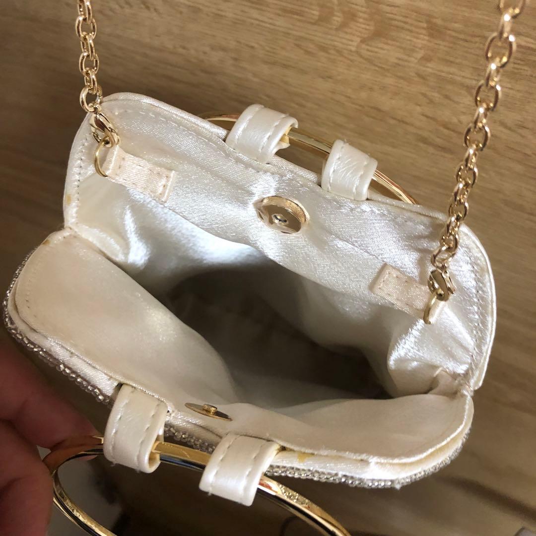 【美品】2WAY仕様リングハンドルビジューバッグ