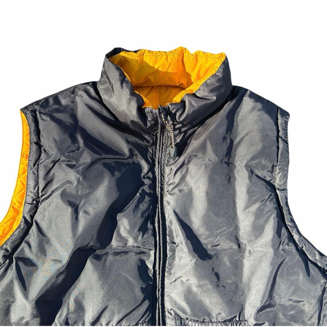 90s Old Gap リバーシブル　ダウン　ベスト　黄色　黒　ポーカーズ