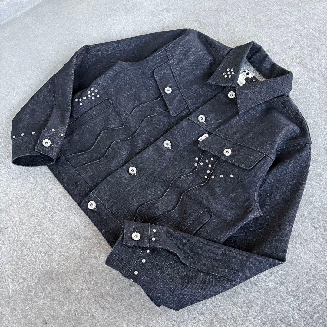 BADWAY Classic Studs Denim Jacket ブラック　M