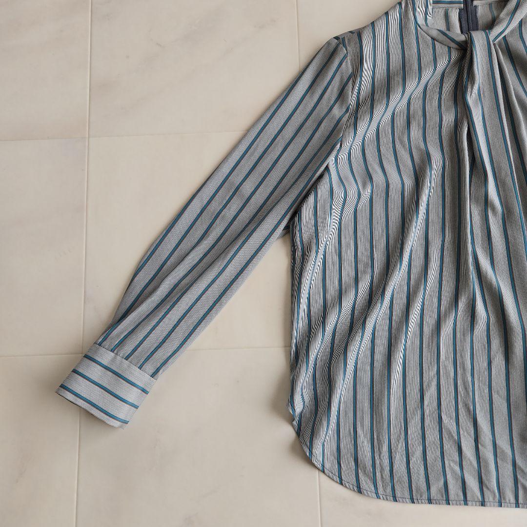 iCB Light Twill ボウタイ デサイン ブラウス L ストライプ